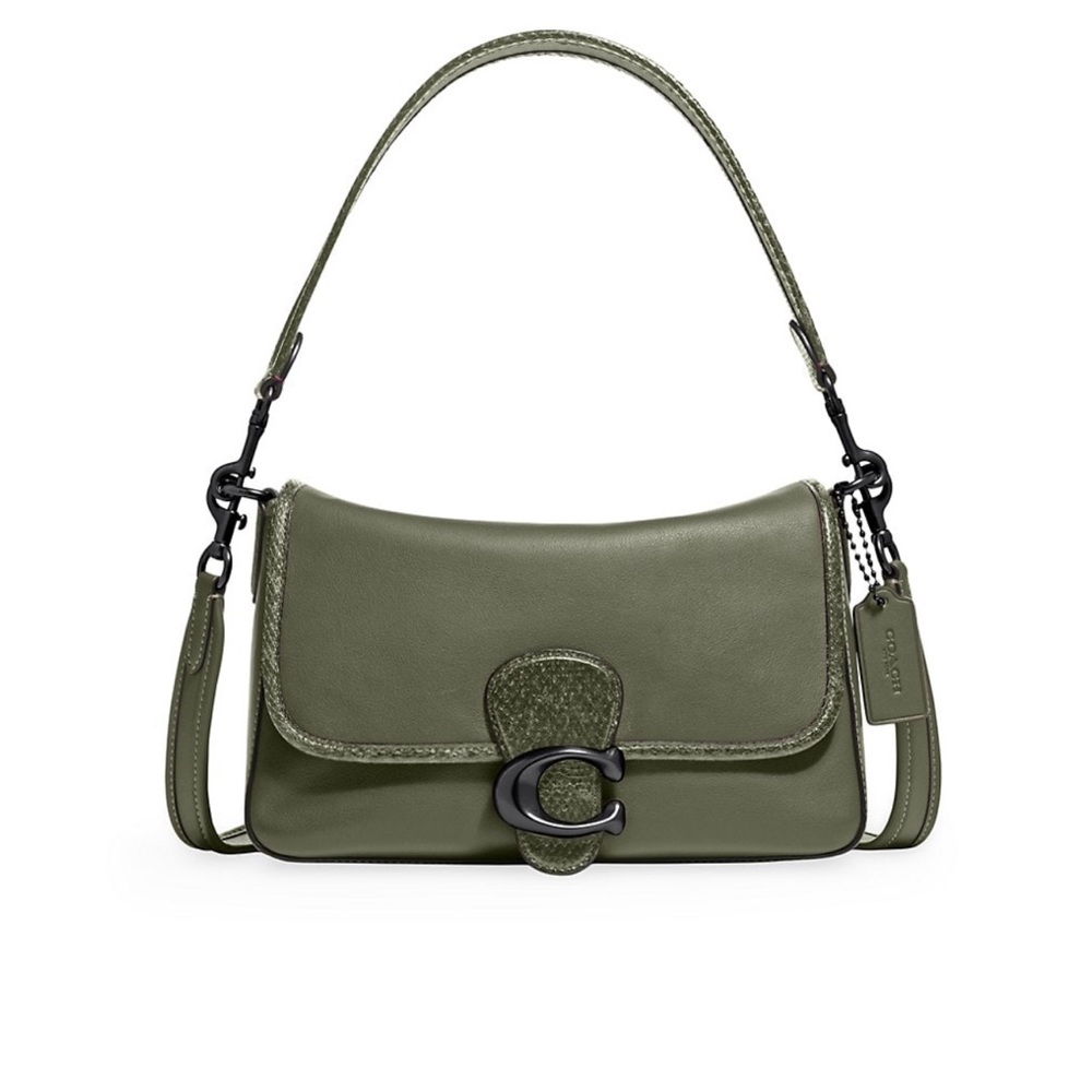 Soft Tabby Snake-Trim Leather Shoulder Bag